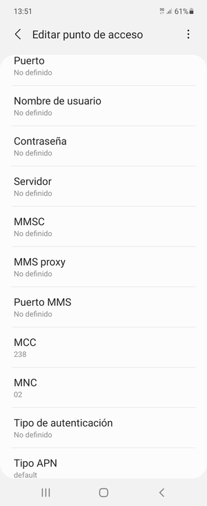 Desplácese hacia abajo e introduzca la información MMS