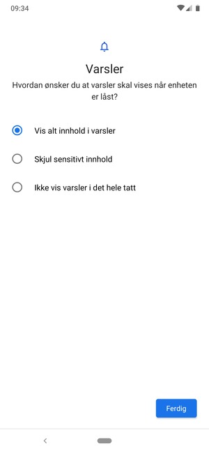 Velg ønsket alternativ og velg Ferdig