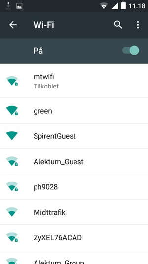Du er nå koblet til Wi-Fi-nettverket