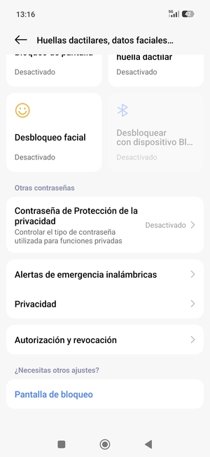 Desplácese y seleccione Privacidad