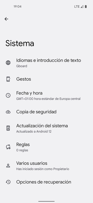 Seleccione Actualización del sistema