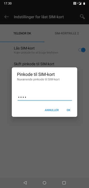 Indtast din Nuværende pinkode til SIM-kort og vælg OK