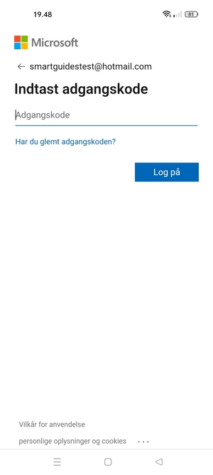 Indtast din adgangskode og vælg Log på