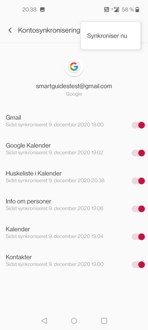 Vælg Synkroniser nu