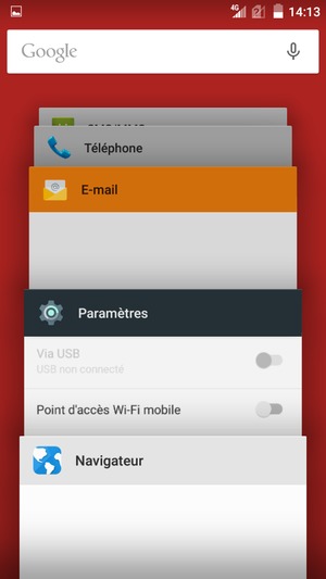 Sélectionnez l'icône X pour fermer toutes les applis en cours d'exécution