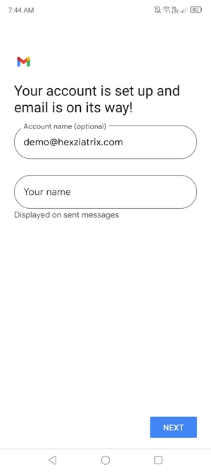 Give your account a name and enter your name. Select NEXT