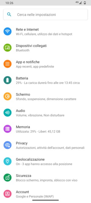 Seleziona Rete e Internet