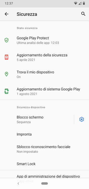 Il tuo telefono è ora protetto dal blocco schermo