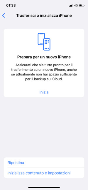 Seleziona Inizializza contenuto e impostazioni
