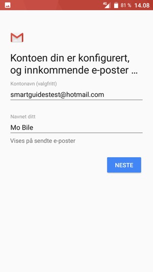 Gi kontoen din et navn, og skriv inn navnet ditt. Velg NESTE