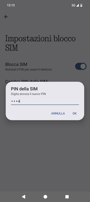 Conferma il nuovo PIN della SIM e seleziona OK