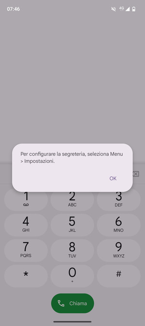 Se la segreteria telefonica non è configurata, seleziona OK