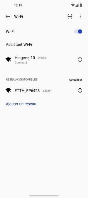 Vous êtes maintenant connecté au réseau Wi-Fi