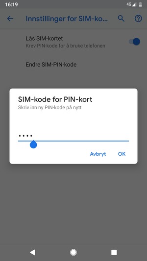 Bekreft din nye PIN-kode for SIM-kort og velg OK