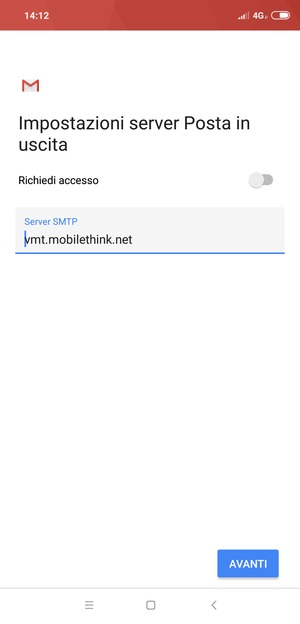 Disattiva Richiedi accesso e seleziona AVANTI