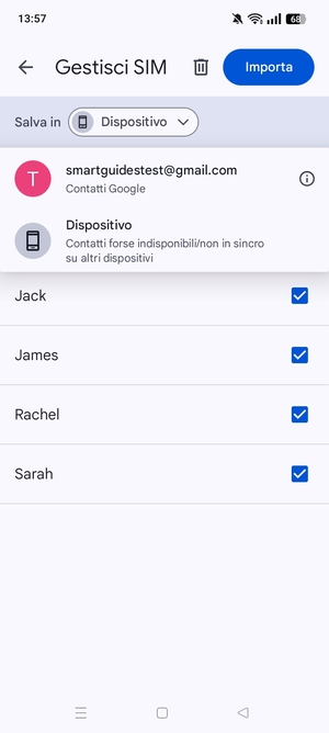 Seleziona il tuo account  Google