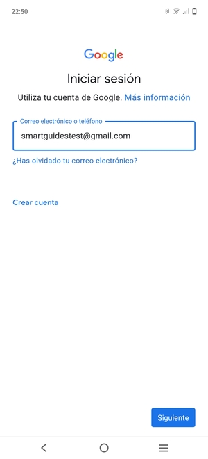 Introduzca su dirección de Gmail y seleccione Siguiente