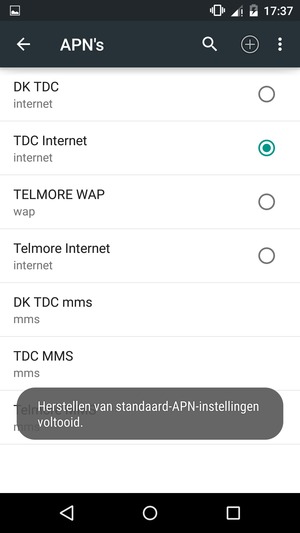 Als uw scherm er zo uitziet, selecteert u de Nieuwe APN-knop