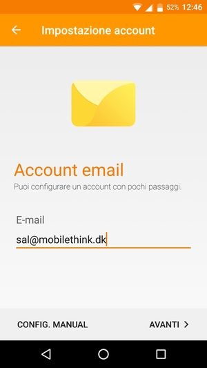 Inserisci il tuo indirizzo email e seleziona AVANTI