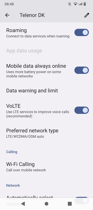 Turn Roaming on or off