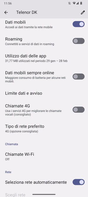 Per modificare la rete, in presenza di problemi, disattiva Seleziona rete automaticamente