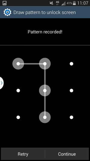 Draw an unlock pattern and select Continue