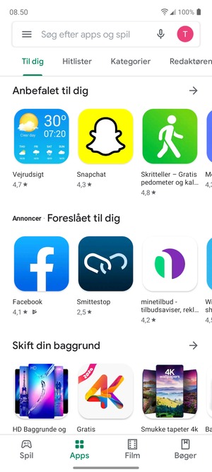 Vælg søgefeltet