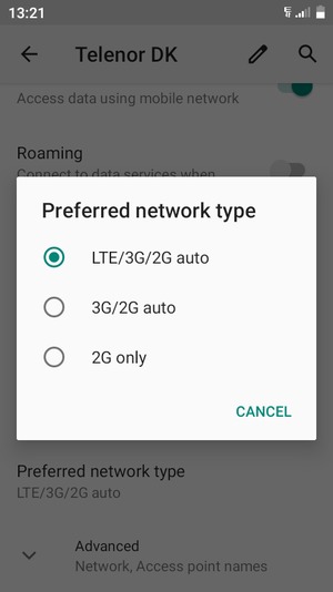 Select your preferred option