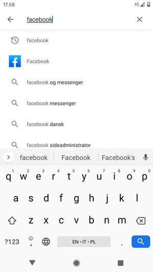 Indtast navnet på appen og vælg Søg