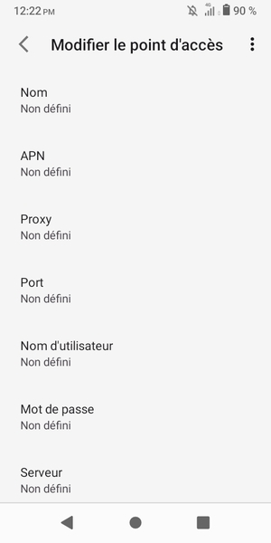 Saisissez les informations Internet