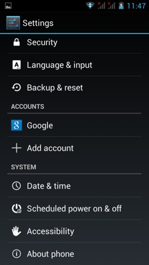 Scroll to and select About phone