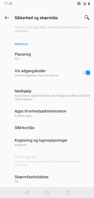 Scroll til og vælg SIM-kortlås
