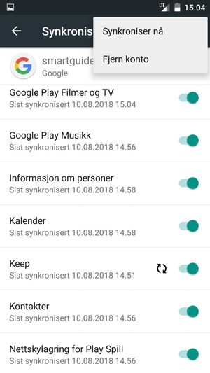 Velg Synkroniser nå