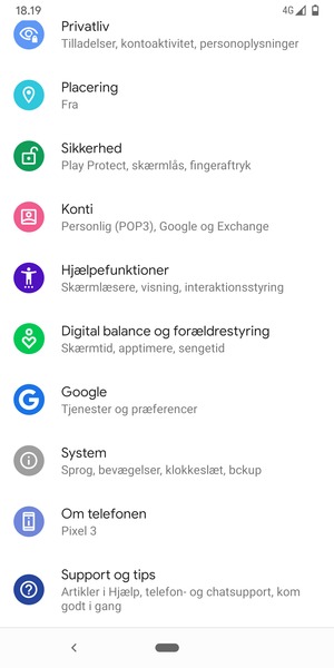 Scroll til og vælg Sikkerhed