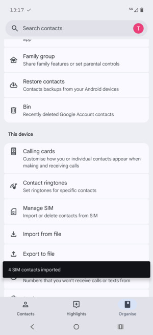 Your contacts will be saved to your Google account and saved to your phone the next time Google is synced.