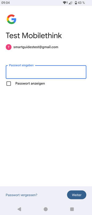 Geben Sie Ihre Gmail Passwort ein und wählen Sie Weiter