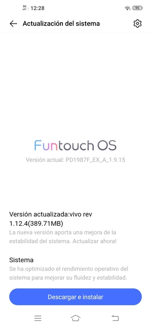 Si su teléfono no está actualizado, seleccione Descargar e instalar
