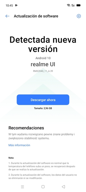 Si su teléfono no está actualizado, siga las instrucciones que aparecen en pantalla.