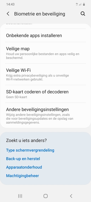 Scroll naar en selecteer Andere beveiligingsinstellingen