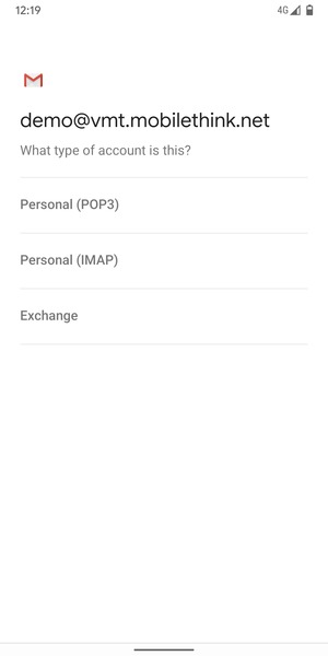 Select Personal (POP3) or Personal (IMAP)