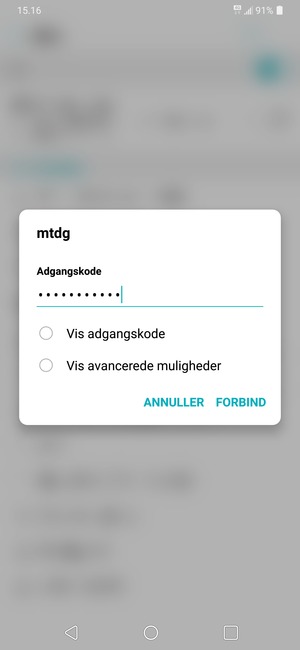 Indtast Wi-Fi adgangskoden og vælg FORBIND