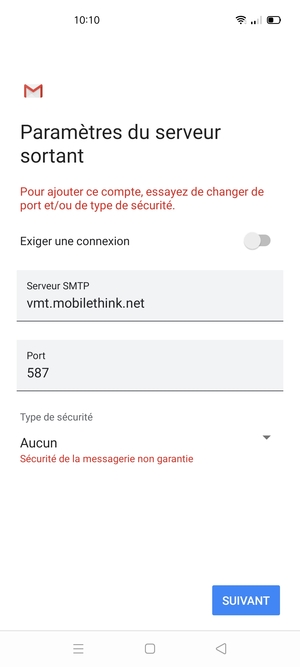 Sélectionnez SUIVANT
