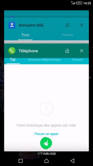 Sélectionnez l'icône Supprimer pour fermer toutes les applis en cours d'exécution