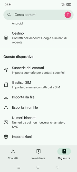 Scorri e seleziona Gestisci SIM