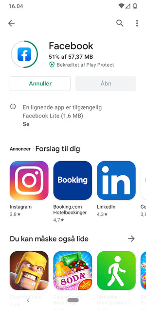 Afvent at installeringen er afsluttet