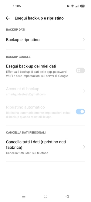 Attiva Esegui back-up dei miei dati
