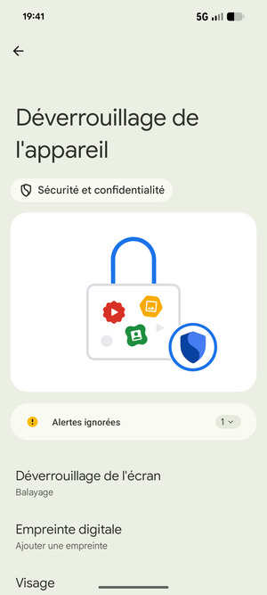 Sélectionnez Verrouillage de l'écran