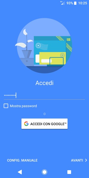 Inserisci la tua password di Gmail e seleziona AVANTI