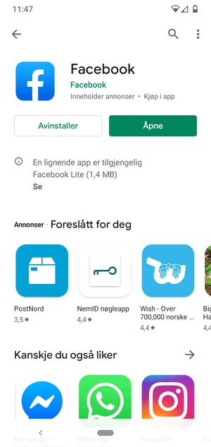 Velg Åpne