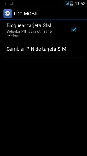 Seleccione Cambiar PIN de tarjeta SIM